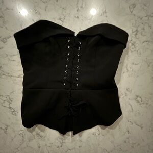 Black Strapless Corset Top